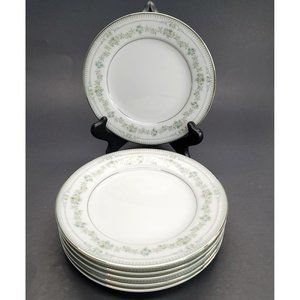 Noritake Norwood Side Dessert Plates Set of 6 White Silver Floral CR160